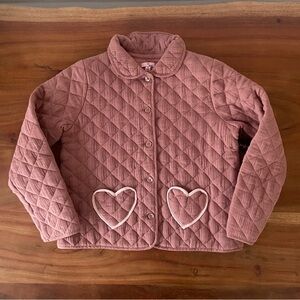 Nordstrom girls quilted mauve jacket with heart pockets neutral gift kids 12